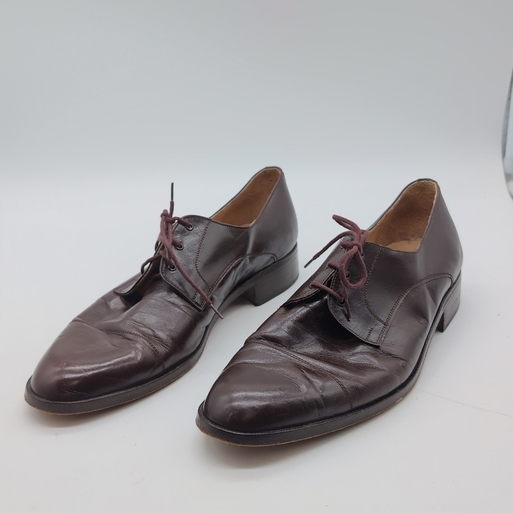 Elegant Lucciano Italy Sz 9 Brown Leather Men's Cap Toe Shoes